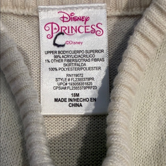 Disney Cream and Green Floral Kids Dress - Picture 2 of 3